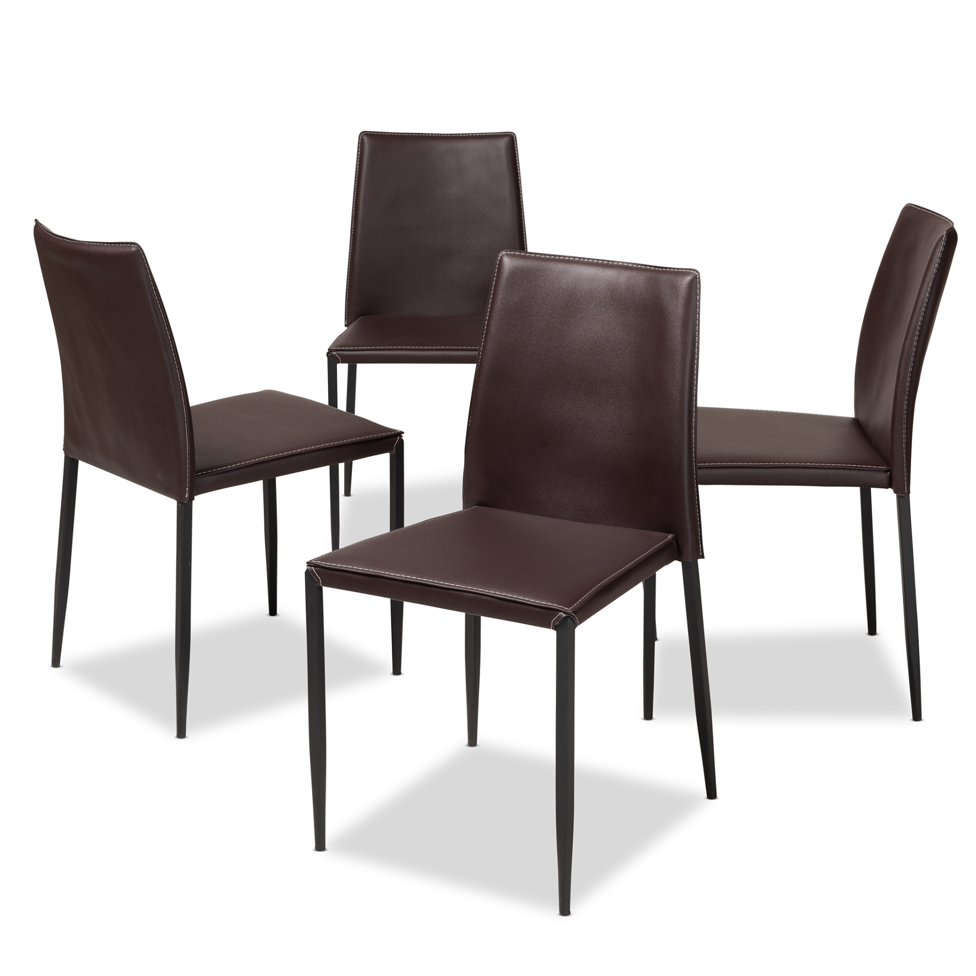 Brown Baxton Furniture Studios Rossi Bonded Leather Dining Chair Set of 2 Wholesale Interiors ALC-1083-Brown 